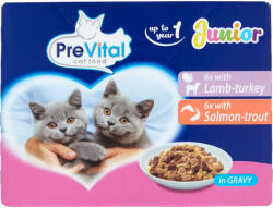 PreVital Junior nedves macskaeledel kölyökmacskáknak szószban alutasakos macskatáp (12x100g) - 1200 g