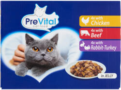 PreVital nedves macskaeledel felnőtt macskáknak aszpikban alutasakos macskatáp (12x100g) - 1200 g