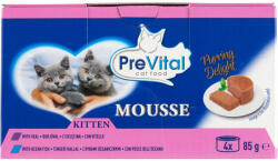 PreVital Mousse nedves macskaeledel, macskatáp kölyökmacskáknak pástétom konzerv (4x85 g) - 340 g