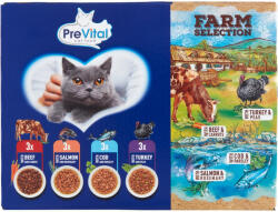 PreVital Farm Selection nedves macskaeledel, felnőtt macskának alutasakos 12 x 85 g - 1020 g