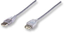 Manhattan USB 2.0 Hosszabbító Kábel A-A M/F - 1.8 m, Ezüst
