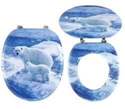 FERRO medvemintás WC ülőke fém zsanérokkal, festett MDF (FE-WC/MEDVEDI)