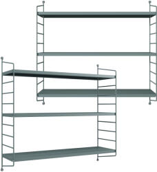 PremiumXL Fali Polc Strängnäs Állítható Polcokkal 2-es Szett Szürkéskék