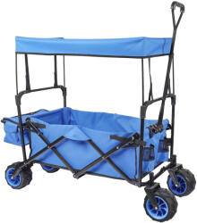 Toboli Összecsukható kézikocsi napfénytetővel, 70 kg-ig, rakodófelülettel és táskákkal kék 62413
