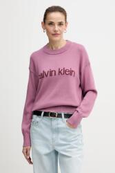 Calvin Klein pamut pulóver könnyű, rózsaszín, LV047C311G - rózsaszín S