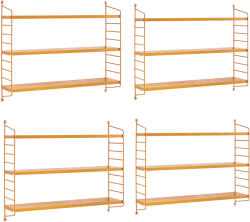 PremiumXL Fali Polc Strängnäs Állítható Polcokkal 4-es Szett Narancssárga