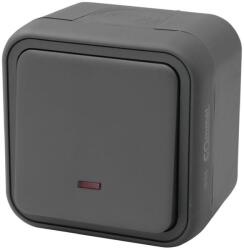 Commel Falon kívüli nyomókapcsoló, 10A, 250V, IP55, antracit (043-106) (COMMEL-043-106)