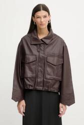 AllSaints bőrdzseki CLAY - burgundia S