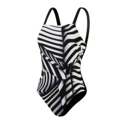 Speedo Бански костюм Speedo Women's Square Neck Swimsuit - Black / White