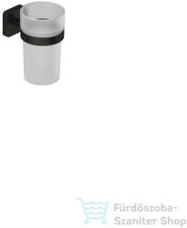 Kludi VELA S fali pohártartó üveg pohárral, szálcsiszolt fegyvermetál 25975N2 (25975N2)