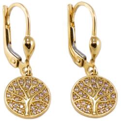 Ékszershop Köves lógós arany életfa fülbevaló (1325518)