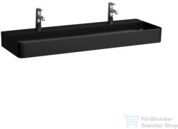 Laufen Val SaphirKeramik 120x42 cm-es mosdó 2 csaplyukkal, túlfolyó nélkül, matt fekete H8102897161151 (H8102897161151)
