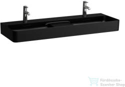 Laufen Val SaphirKeramik 120x42 cm mosdó 2 csaplyukkal, félig száraz zónával, matt fekete H8142827161041 (H8142827161041)