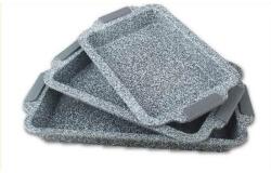 Berghome Line tepsi szett kerámia/gránit tapadásmentes bevonattal 3 részes, szilikon fogantyúval, 35, 37, 49 cm, szürke (SR-1270)