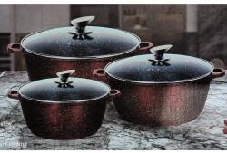 Silver Royal Diamond tapadásmentes 3db-os edényszett, bordó márvány (SR-3030-bordó márvány)