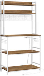 VASAGLE Konyhai állvány polcokkal, 14 akasztóval, rusztikus barna, fehér és 80x40x170cm (KKS025W41EU)