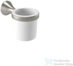 Bugnatese ORION fali pohártartó fehér kerámiával, szálcsiszolt nikkel 33802NS (33802NS)