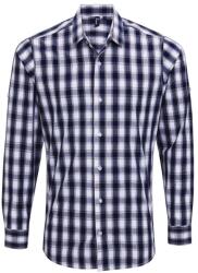 Premier Workwear Férfi pamut kockás ing - Fehér / sötétkék | M (PR250-1000226964)