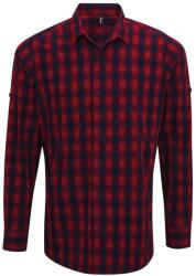 Premier Workwear Férfi pamut kockás ing - Piros / sötétkék | S (PR250-1000226901)