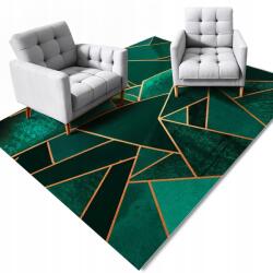 Dywany Łuszczów Szőnyeg 220X160CM Zöld Háromszögek Arany Díszítéssel Geometrikus Glamur (I054)