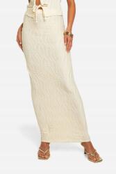 Boohoo Texturált Maxi Szoknya, Size M, fehér, magas derekú