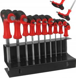 Mar-Pol T-típusú Imbuszkulcs Készlet 2-10 mm robusztus Kulcskészlet Állvány (M66435)