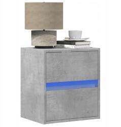 vidaXL Függő éjjeliszekrény Led háttérvilágítással, betonszürke (3307967)