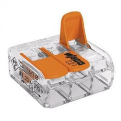 Wago Vezetékösszekötő oldható 32A 450V leágazás 3*0.2-4mm2 átlátszó (WAGO-221-413)