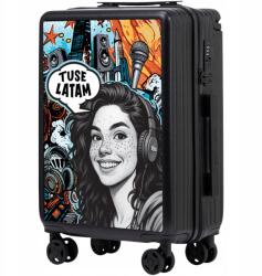 Wings Kis kemény bőrönd ABS-szel 4 keréken Wings strapabíró kabinpoggyász (CS-BNT01-S-BLACK-T4)