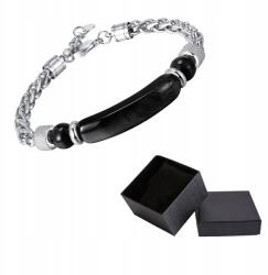  Karkötő Ezüst Lánc Sebészeti Acél Fekete Tigrisszem Doboz (Bransoletka Kamień Czarne Tygrysie Oko)