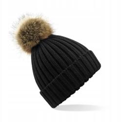Beechfield Meleg Téli Sapka Pomponnal Unisex Fekete (B412)