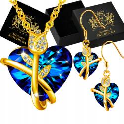 Mennica Świdnicka Ékszer szett Arany Ezüst 925 Szív medál cirkóniákkal gravírozás (zestaw biżuteria Dla Dziewczyny żony mamy)