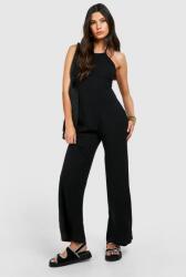 Boohoo kombinezon, sima fekete, viszkóz, lenvászon, Size 40