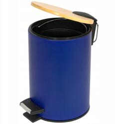 Rodeno Szemetes 3L Gránát Színű Acél Bambusz Fedéllel, Pedálos, Lassú Záródás (ROD9889)