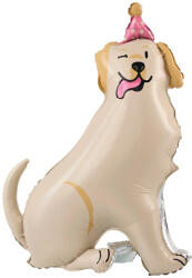 PartyPal Álló fólia lufi, Golden Retrivel, sapkával, 79x96 cm