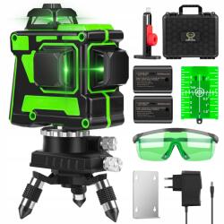 4D síklézer vízmérték 360° keresztlézer 12 soros Zöld (3617)