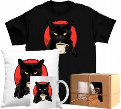  Nagy Szett Póló Bögre Fekete Macska Kávé Cica 1 128 Ajándék (AP51.15.128)