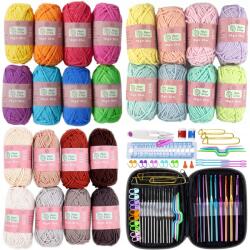 Alison & Mae Horgolótű Készlet Pamut Fonal Tokban 24db Horgolótű Fonal Pamut