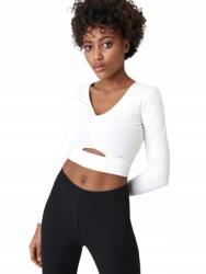 sinsay WR15512 Crop Top Pamut Hosszú Ujjú Kivágás (19) Xs