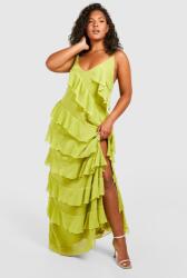 Boohoo Ruha Maxi, fodros vállpántokkal, zöld, Size 44, 95% poliészter