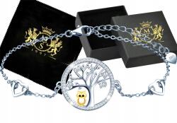 Mennica Świdnicka Karkötő Ezüst 925 Az élet fája Bagoly Strassz Szív Ajándék