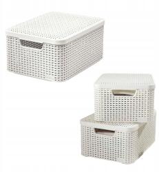 Keter Kosár Fedéllel Kényelmes Fogantyúk otthoni irodába 18l Rattan Curver M Krémszínű (205848)