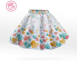 Takoy Szabásminta panel babaruházat varrásához - Clarissa körszoknya (textiljáték figurákra) - szívek világos alapon 1