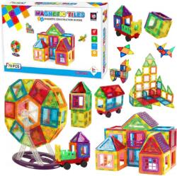 Mágneses Építőkockák Építőpanelek Oktatási Készlet Nagy Puzzle 70DB-OS (KLOCKI MAGNETYCZNE)