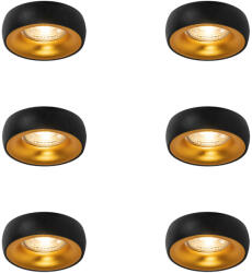 QAZQA 6 darabos, fekete színű, arany belsővel ellátott design süllyesztett spotlámpa készlet - Mooning (109854)