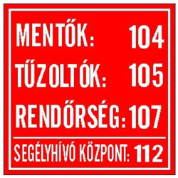 Gungl Dekor Matrica Mentő tűzoltó hívószámok piros "B (210 / 40) - papir-bolt