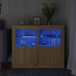 vidaXL LED-es szekrények, 2 db, sonoma tölgy, fa alapanyag (8721012252196)