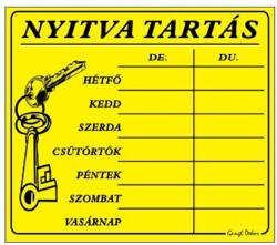 Gungl Dekor Piktogram Nyitva tartás /számokkal/ 7 napos sárga (010/ 1S) - papir-bolt