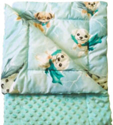  Türkiz Super Hero kutya mintás kétoldalas minky baba takaró - 75x100 cm