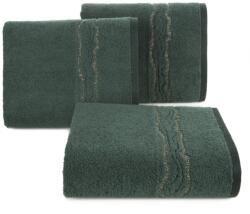 Eurofirany Karin pamut törölköző fényes cérnával szőtt díszítéssel Sötétzöld 70x140 cm